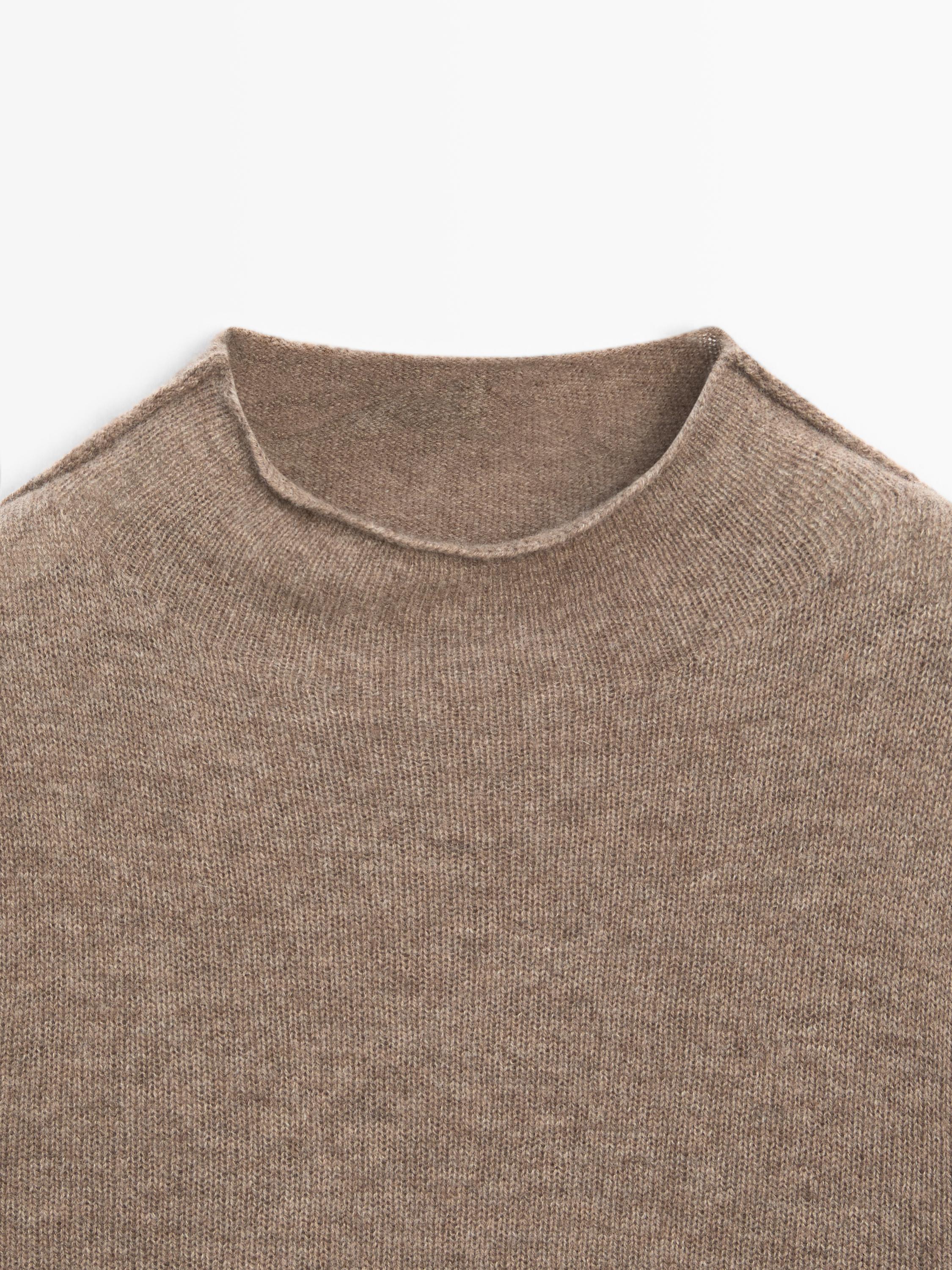 Wool blend knit sweater with mock turtleneck